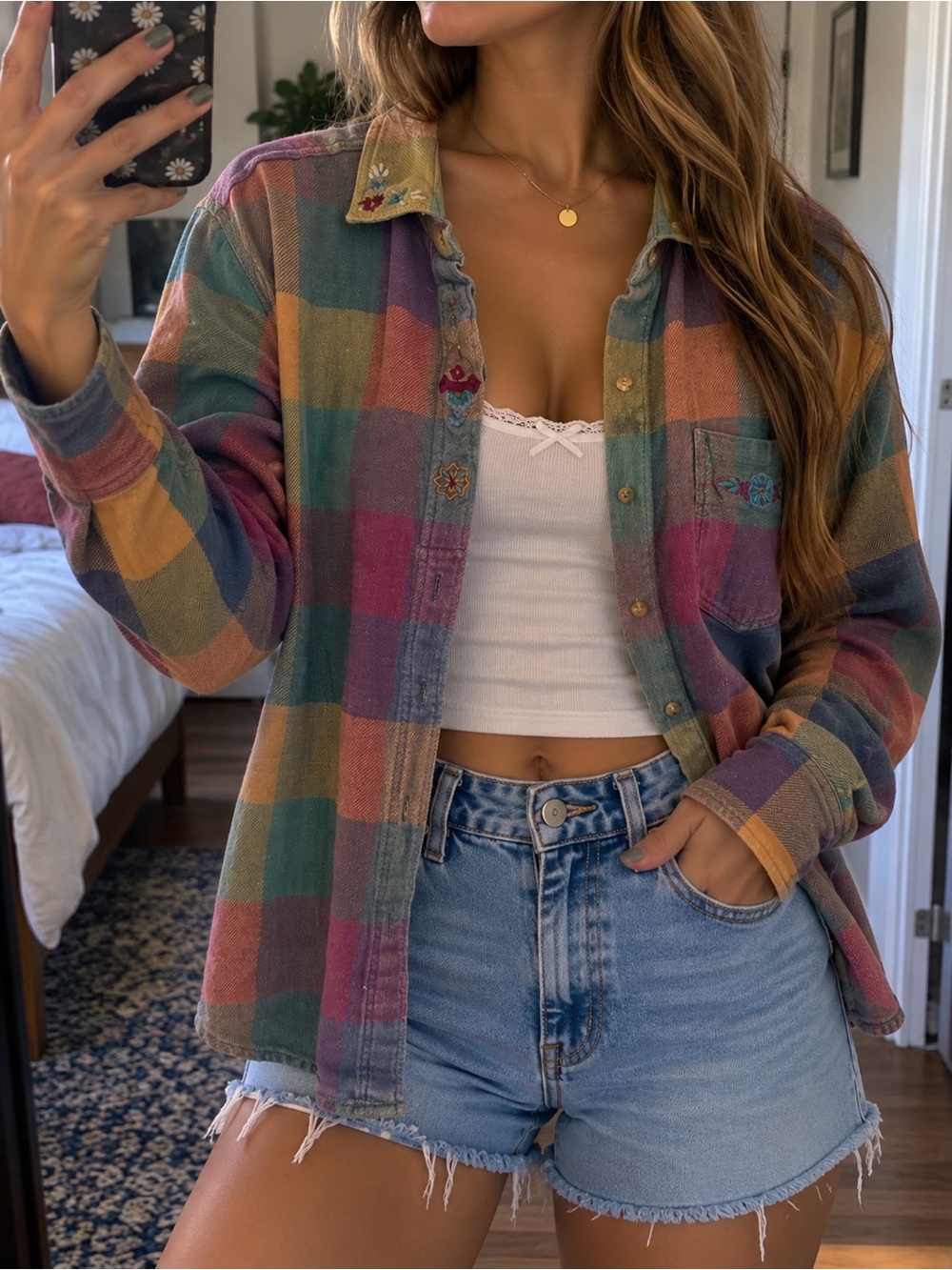 Ashley Hill Vintage Multicolor Plaid Button-Down Shirt